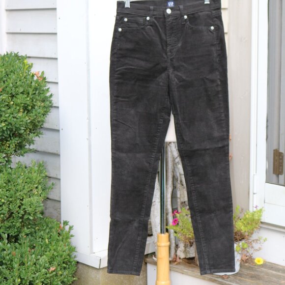 GAP Jeans Dark Olive Green True Skinny Stretch Cotton Blend Corduroy Pants Sz 4 - Picture 1 of 6